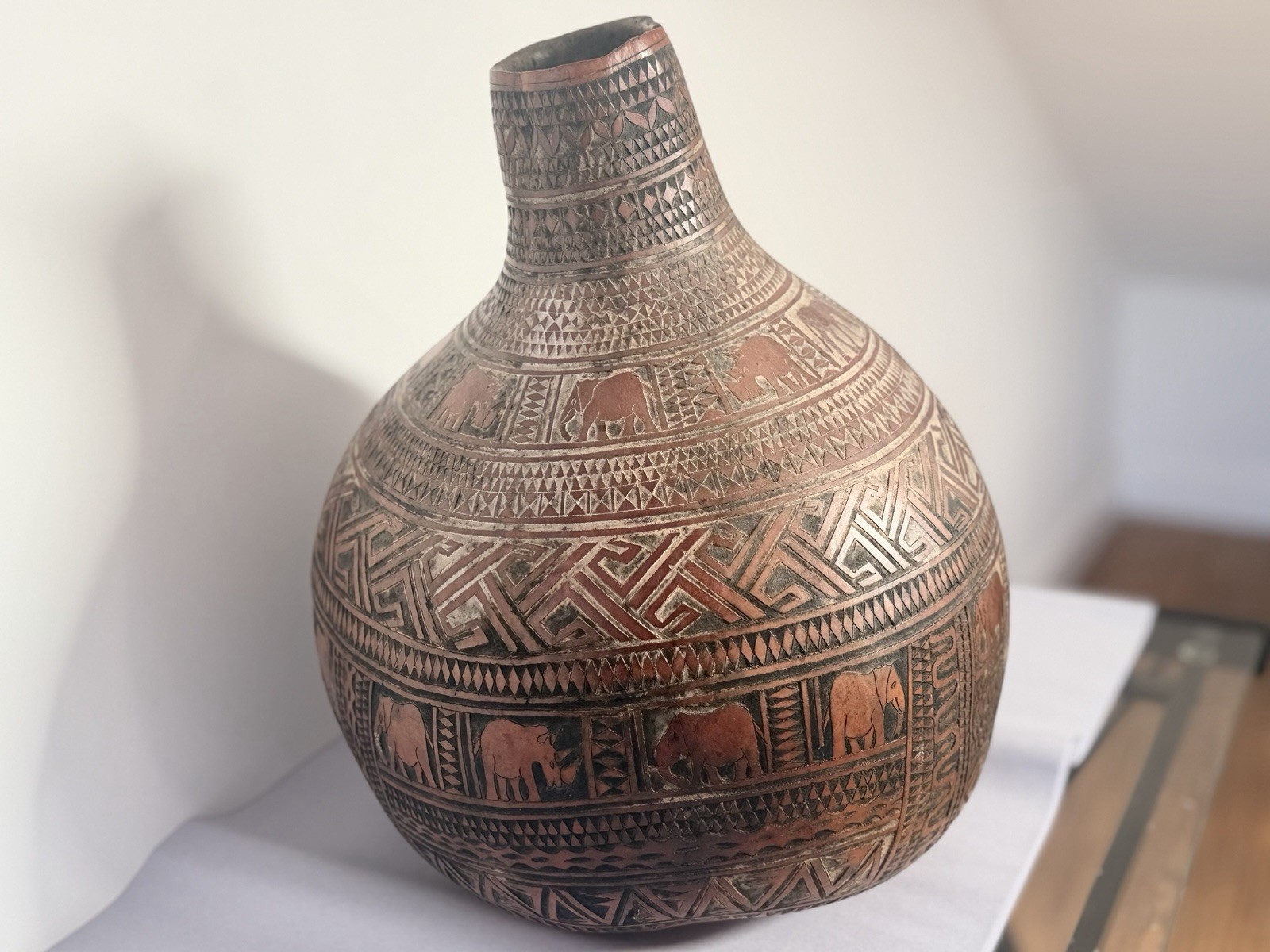 Vintage Hand Carved African calabash.