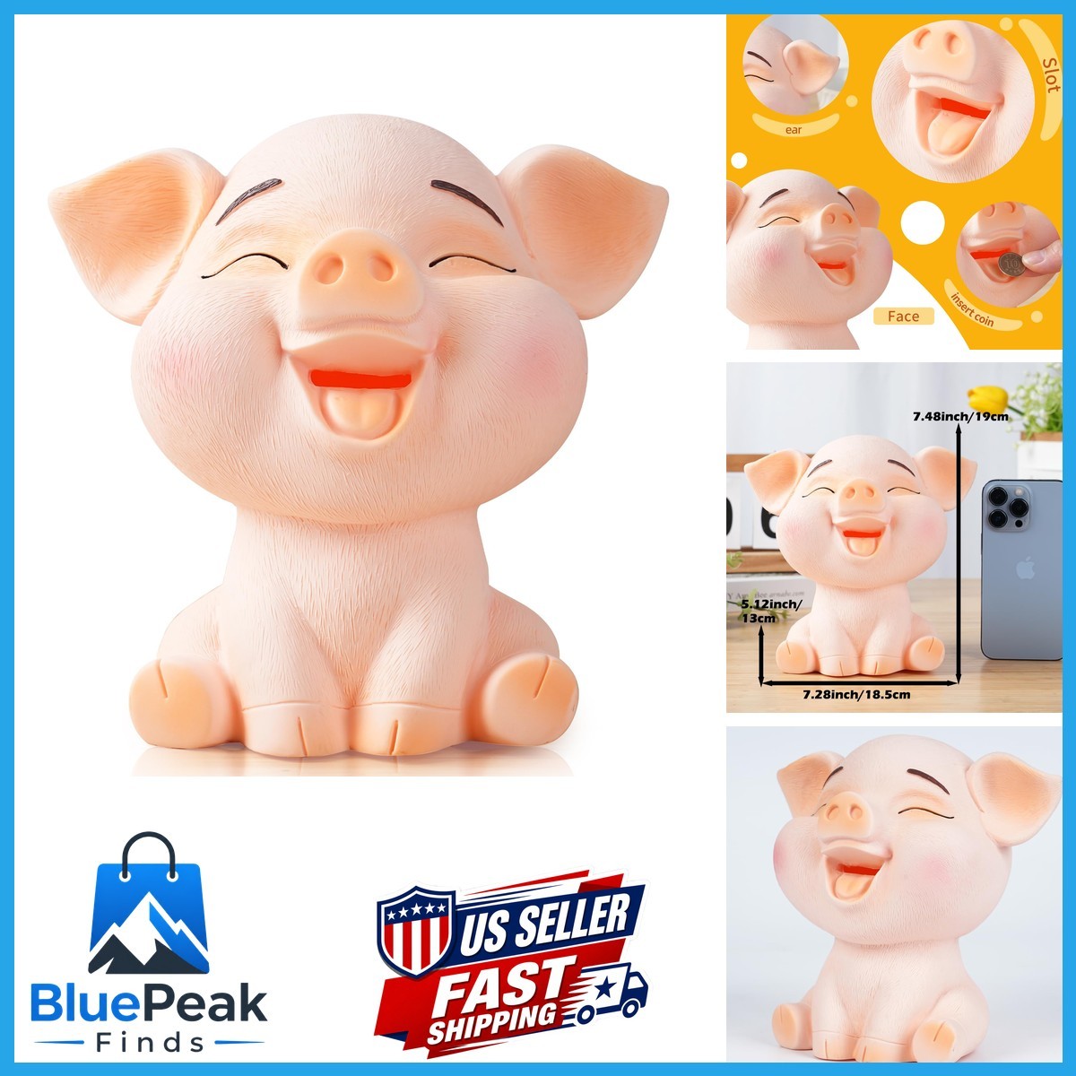 H&W Cute Pig Coin Money Bank Shatterproof Piggy Bank H&W Cute Pig Coin Money Bank Shatterproof Piggy Bank