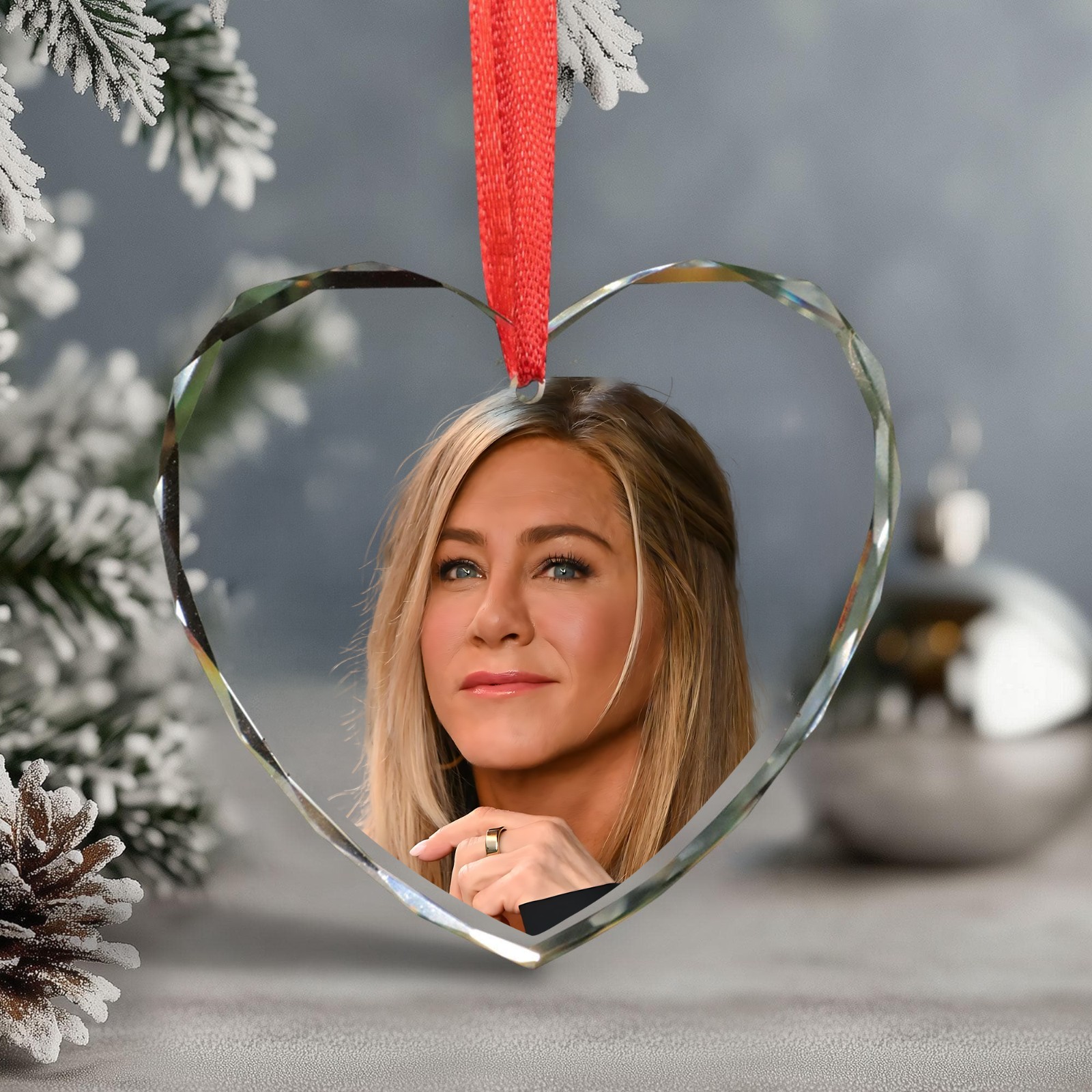 jennifer aniston Christmas Ornament, Celebrity Fan Holiday Gift,Acrylic or Glass