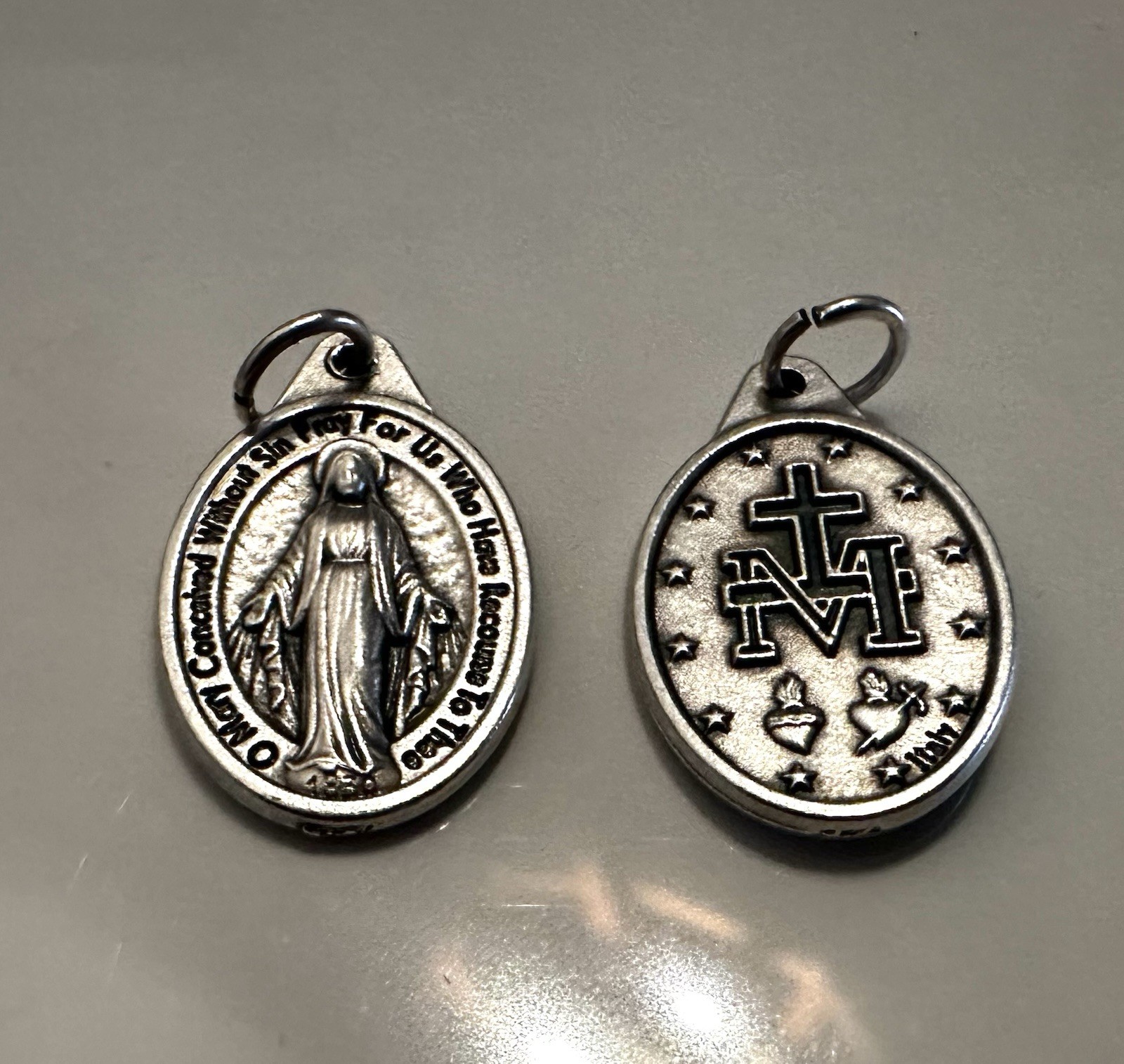 Holy Medal Miraculous Medal - Oxidized Die Cast Italian 1 inch Medal From Italy