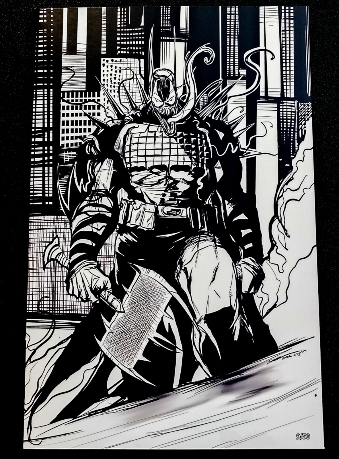 Gorkem Demir Venomized Spawn Absolute Batman #1 4th Print Homage B&W #9/50