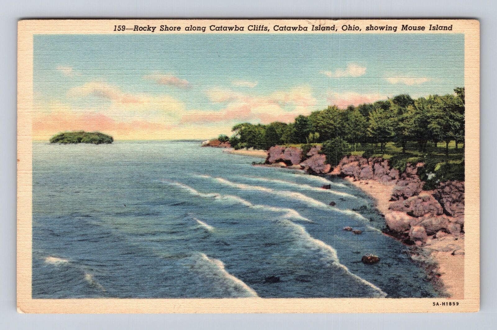 Catawba Island OH-Ohio, Mouse Island, Cliffs Rocky Shore, Vintage c1947 Postcard