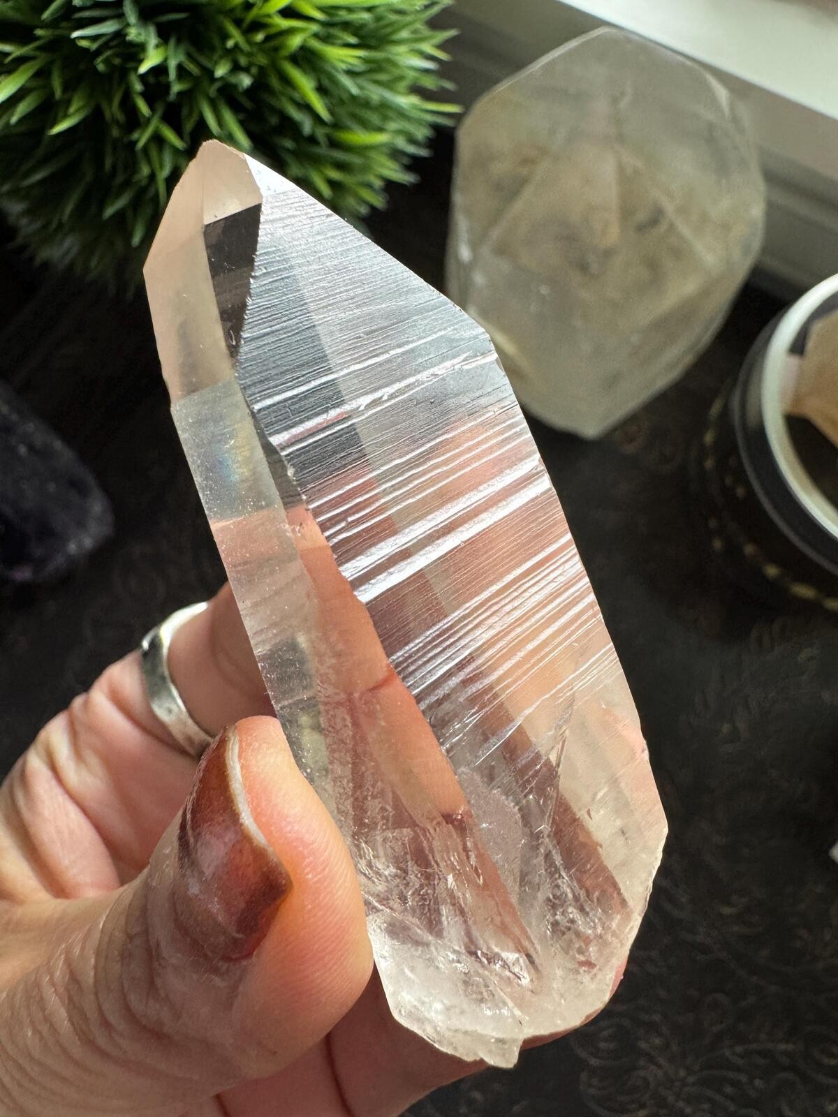 Smoky Lemurian Clear Quartz Crystal Point Raw Natural Seed Crystal Brazil A21