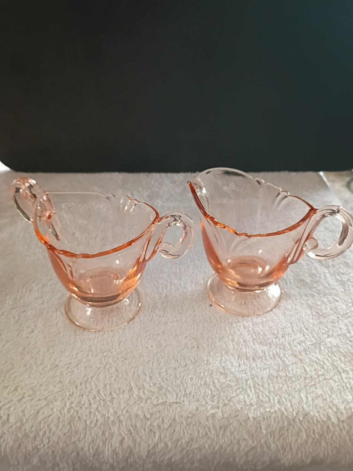 Vintage Fosteria Pink Depression Glass Cream And Sugar
