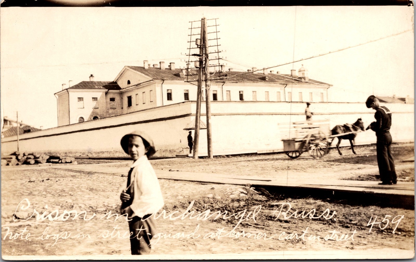1919 Mint RPPC Postcard US Invasion Russia Archangel Jail And Children