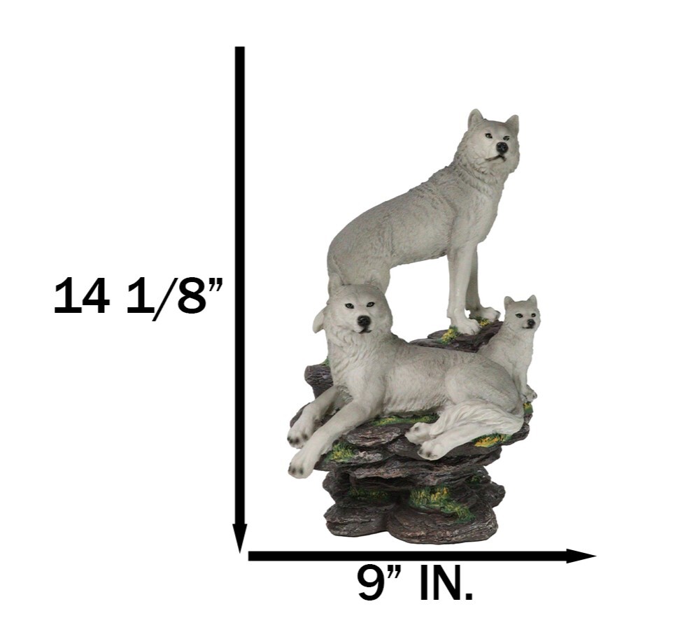 Large Denizens Of Twilight Timber Wolf Family Statue 14.25\