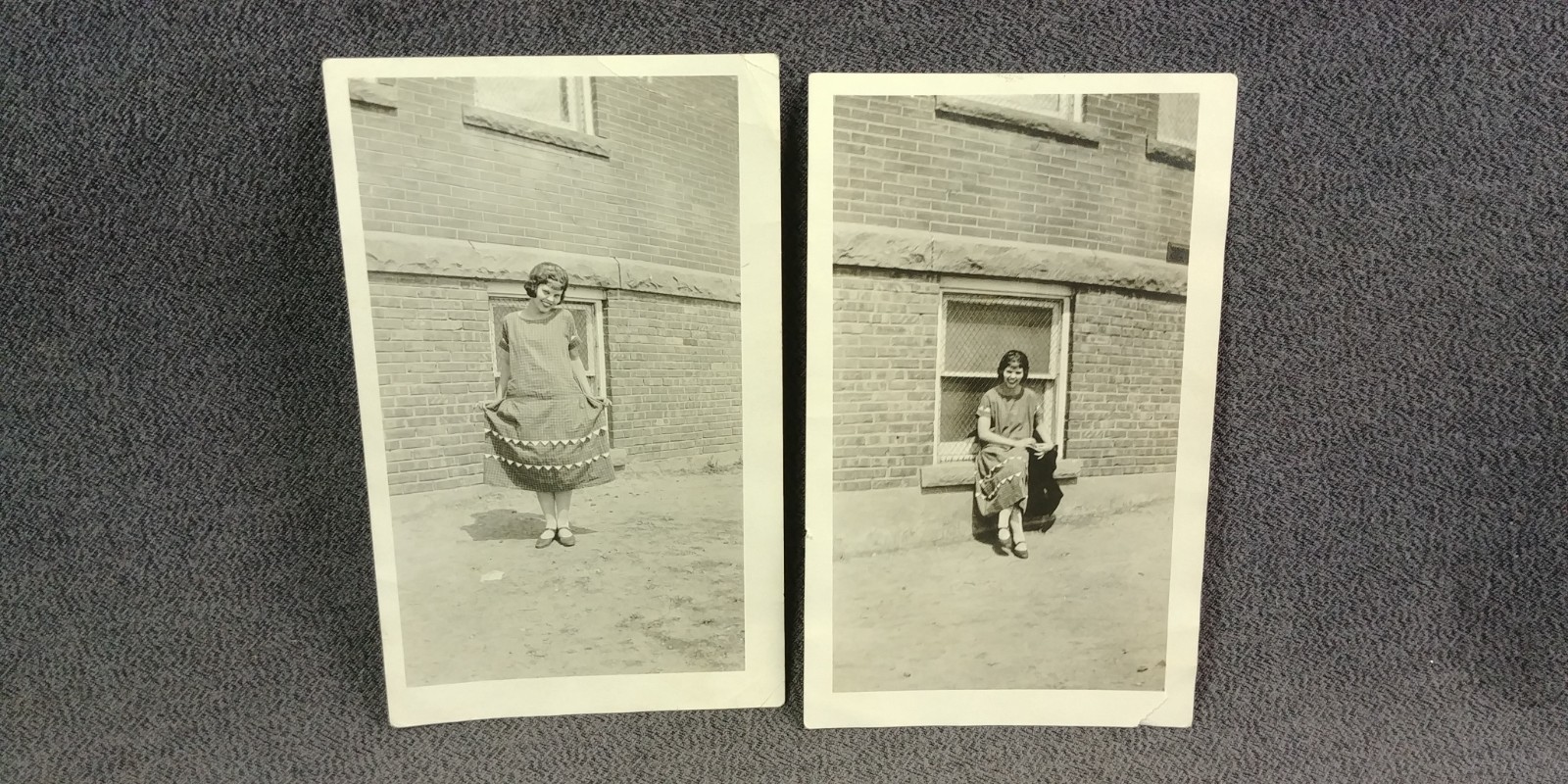 2 1924 Snapshot Americana Roaring \'20s Flapper Girl Dress Photo Antique Lot L50