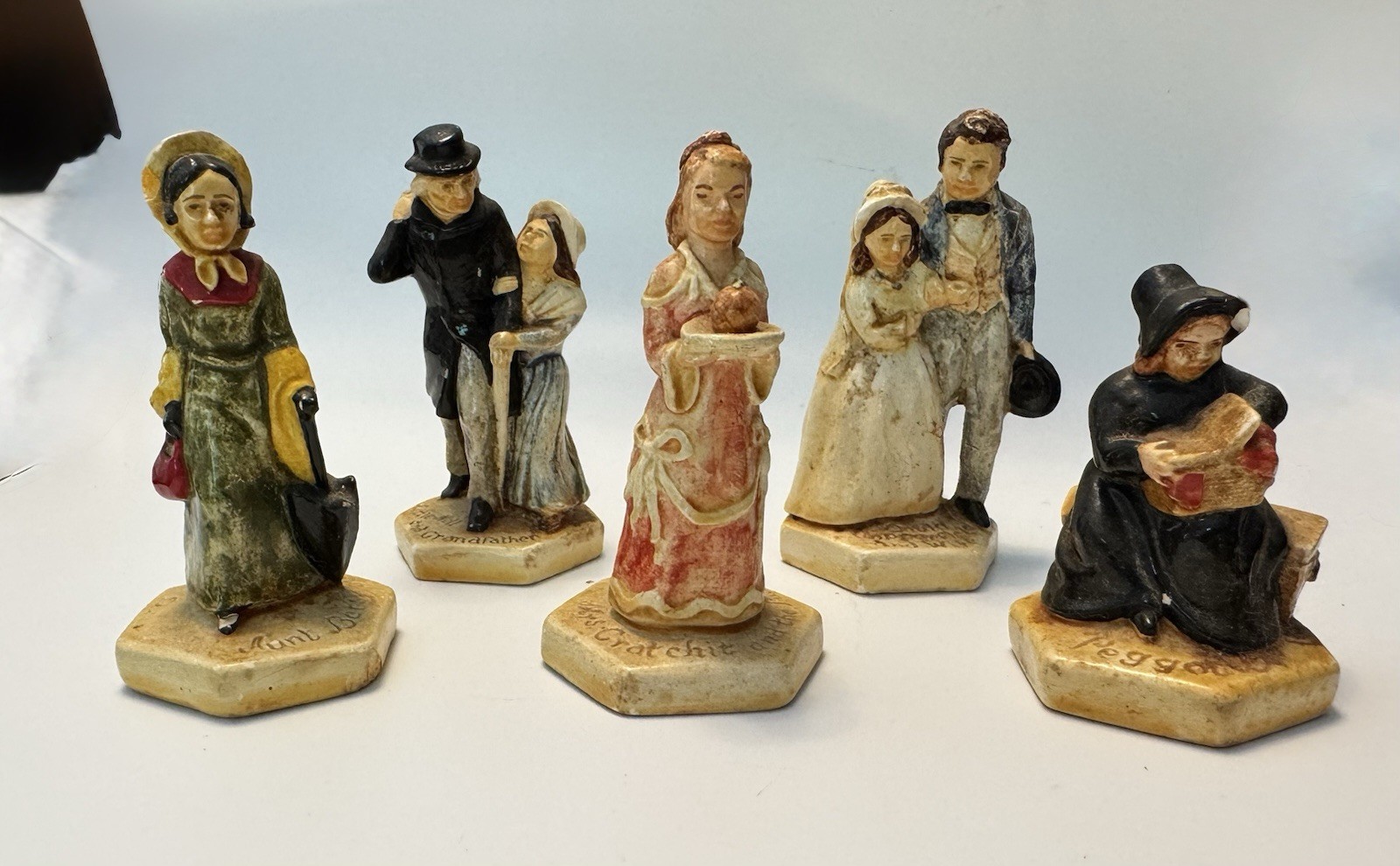5 Vintage Sebastian Miniature Figurines Dickens Christmas Carol Scrooge USA 5 Vintage Sebastian Miniature Figurines Dickens Christmas Carol Scrooge USA