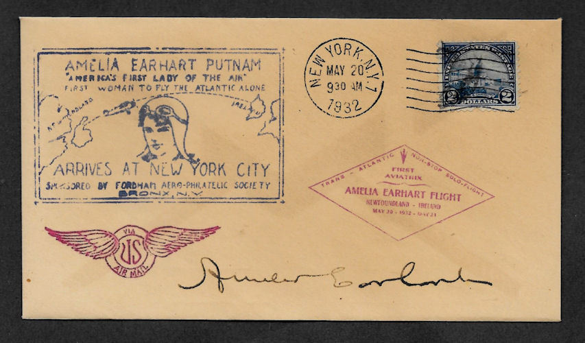 Amelia Earhart collector envelope w original period 1932 stamp *OP1114