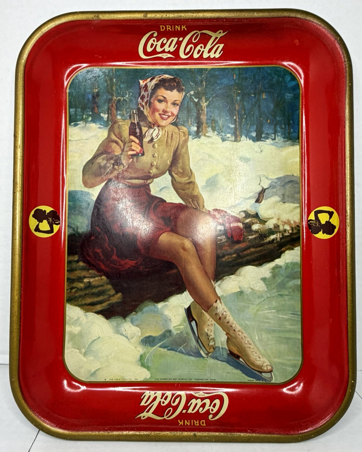 Vintage 1941 Coca Cola Serving Tray Ice Skater Girl Original American Art Works⁠