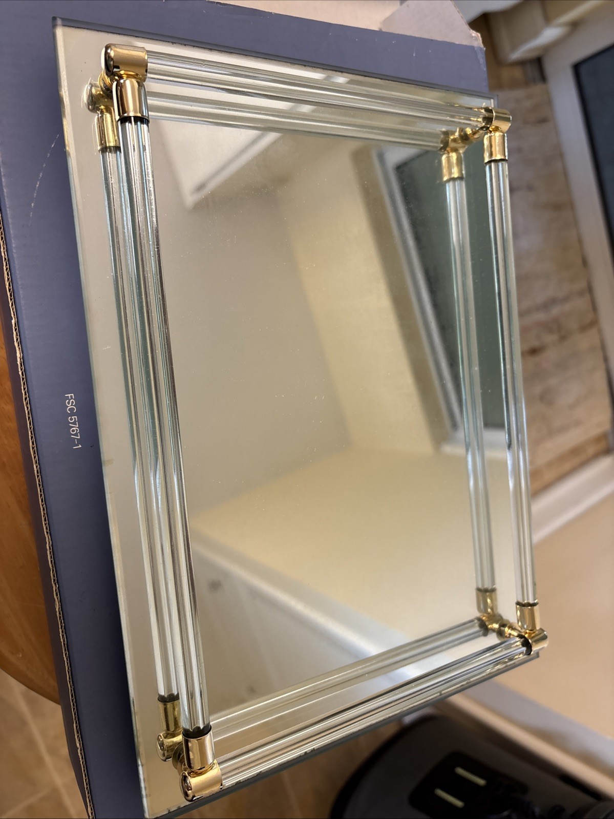 Vintage Avon Mirrored Vanity Tray New Old Stock Original Box 11”x8” 