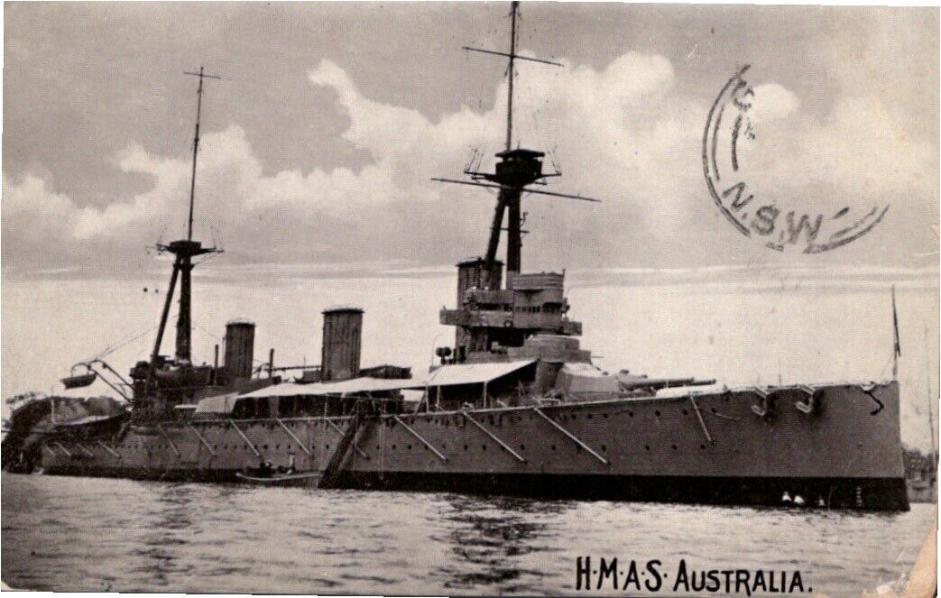 HMAS Australia 1915 Ship postcard Austrailian Navy