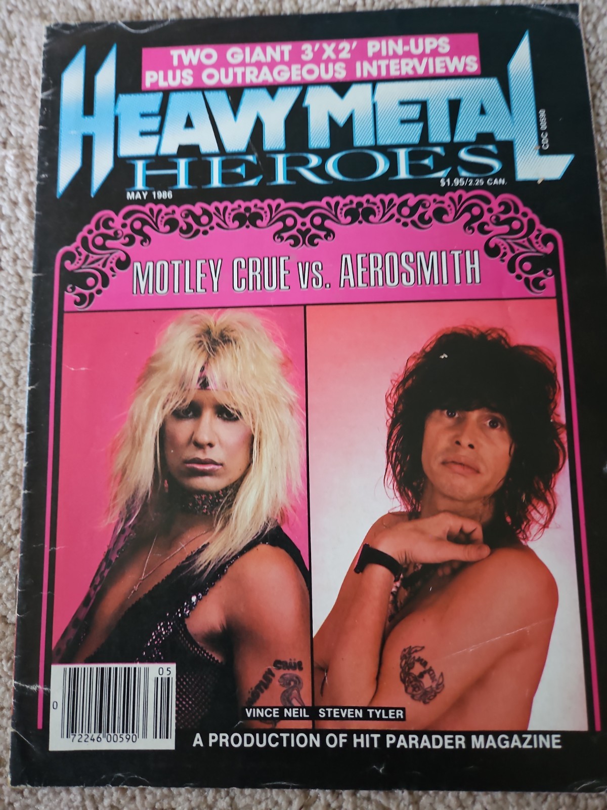 Hit Parader Magazine Heavy Metal Heroes May 1986, Motley Crue vs Aerosmith Hit Parader Magazine Heavy Metal Heroes May 1986, Motley Crue vs Aerosmith