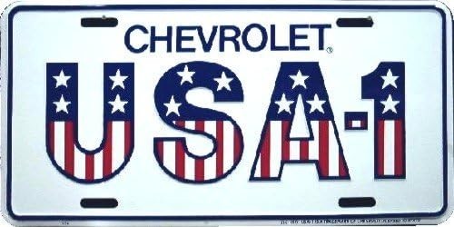 104 Chevrolet USA-1 Embossed Metal auto tag 6 x 12