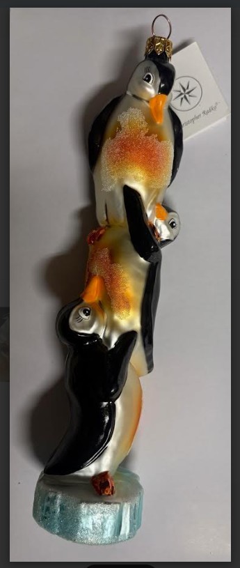 Vintage 1990s Christopher Radko Stacking Penguins Arctic Antics Glass Ornament Vintage 1990s Christopher Radko Stacking Penguins Arctic Antics Glass Ornament