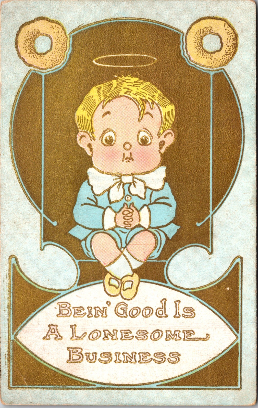 Comic Baby Bein Good is Lonesome Business DB Postcard XK6