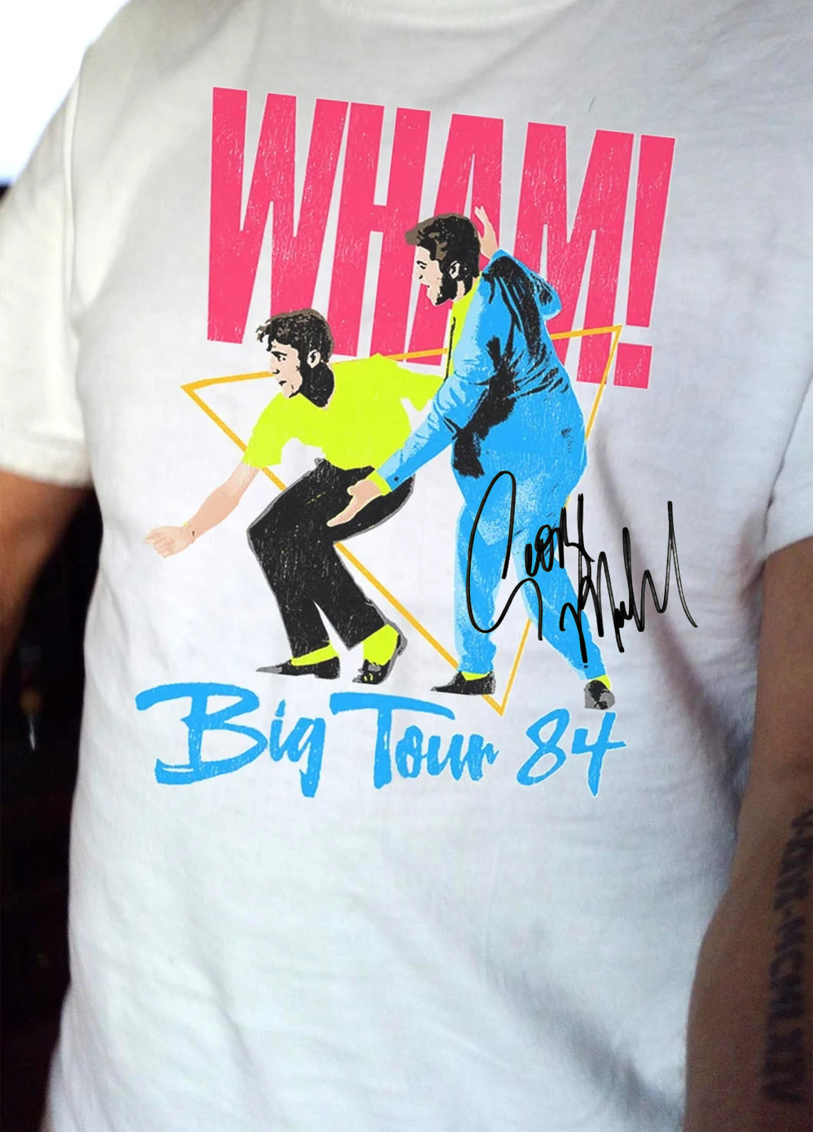 Vintage Wham Band Big Tour 84  Full Size White Unisex Classic Shirt CC146