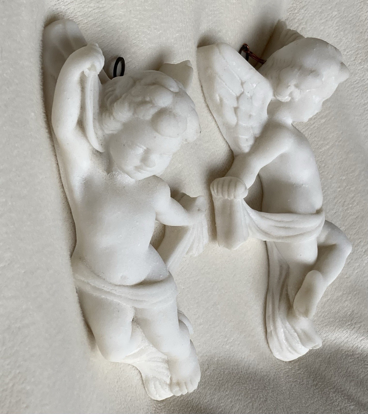 VINTAGE Cherub Angel Plaster Chalkware Wall Hanging Pair Made in Greece