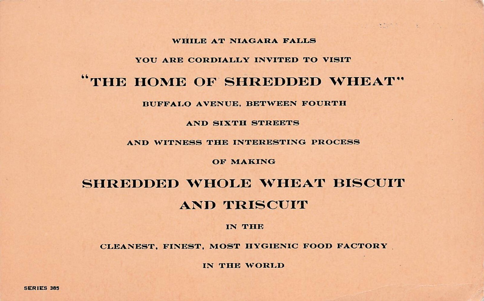 Shredded Wheat Niagara Falls Factory Invite Advertising Nabisco Vtg Postcard G33