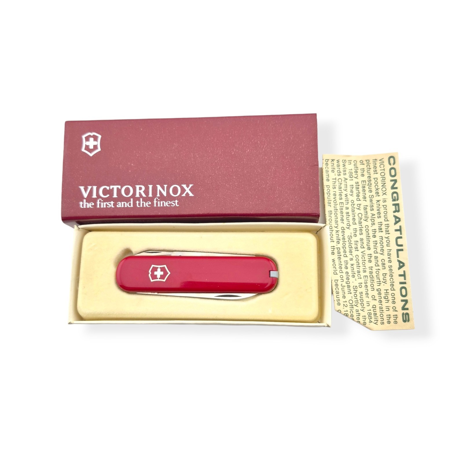 Vintage Victorinox Ambassador 74mm Swiss Army Knife Red With Box Paperwork