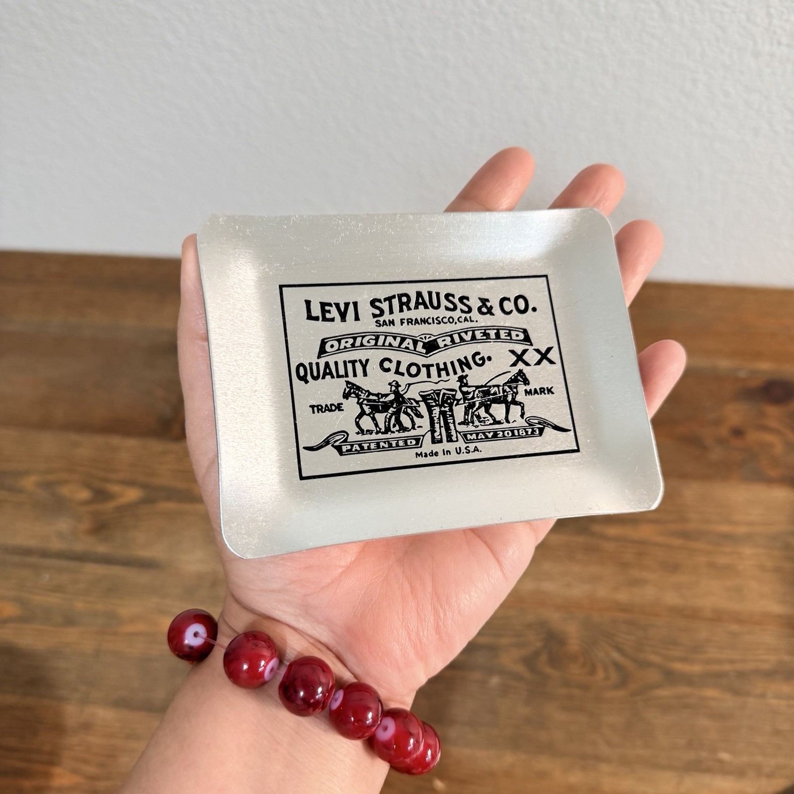 Vintage Levi Strauss Aluminum Ashtray Tray Dish 1970s Promotional 4.75 x 3.5