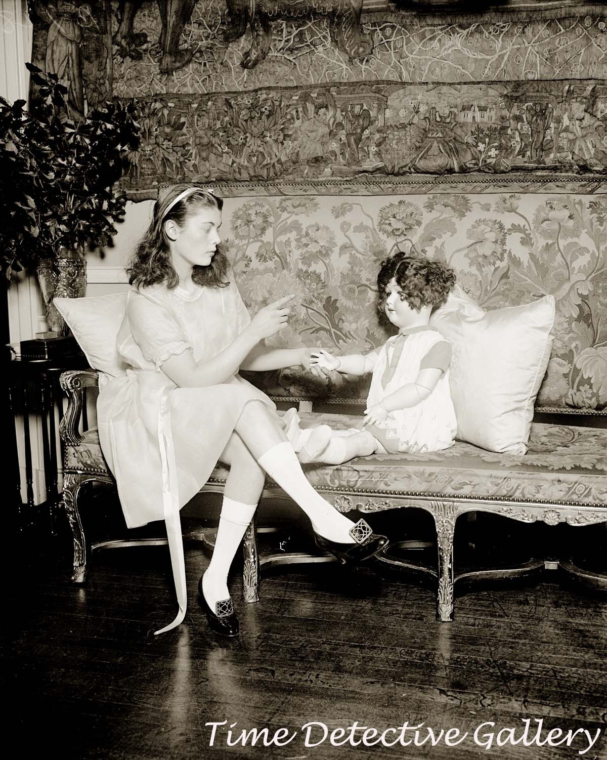 Young Lady with A Doll - circa 1925 - Historic Photo Print