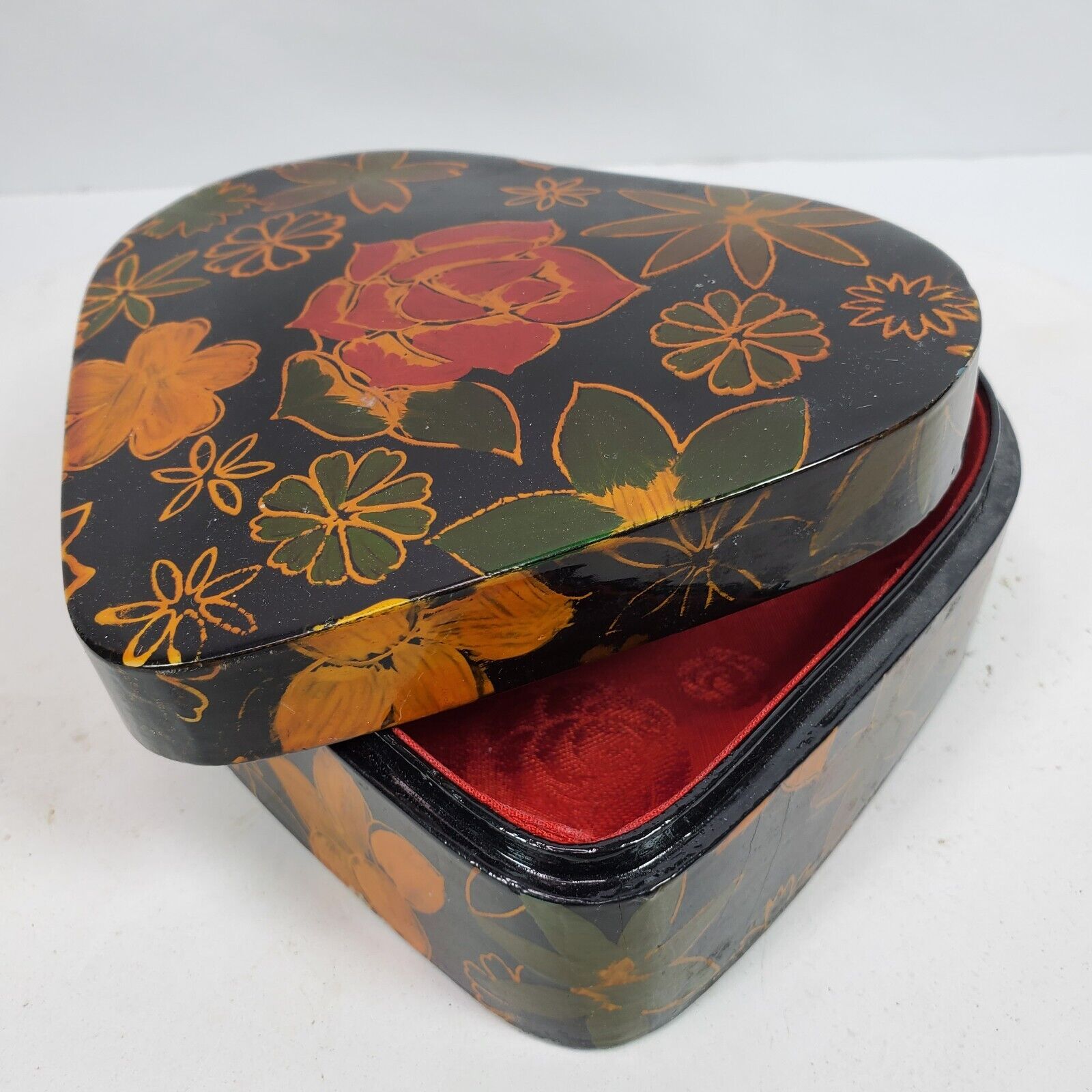 Vintage Republic of China Trinket Box Heart Shape 6x2.5 Inch w/ Serial Number