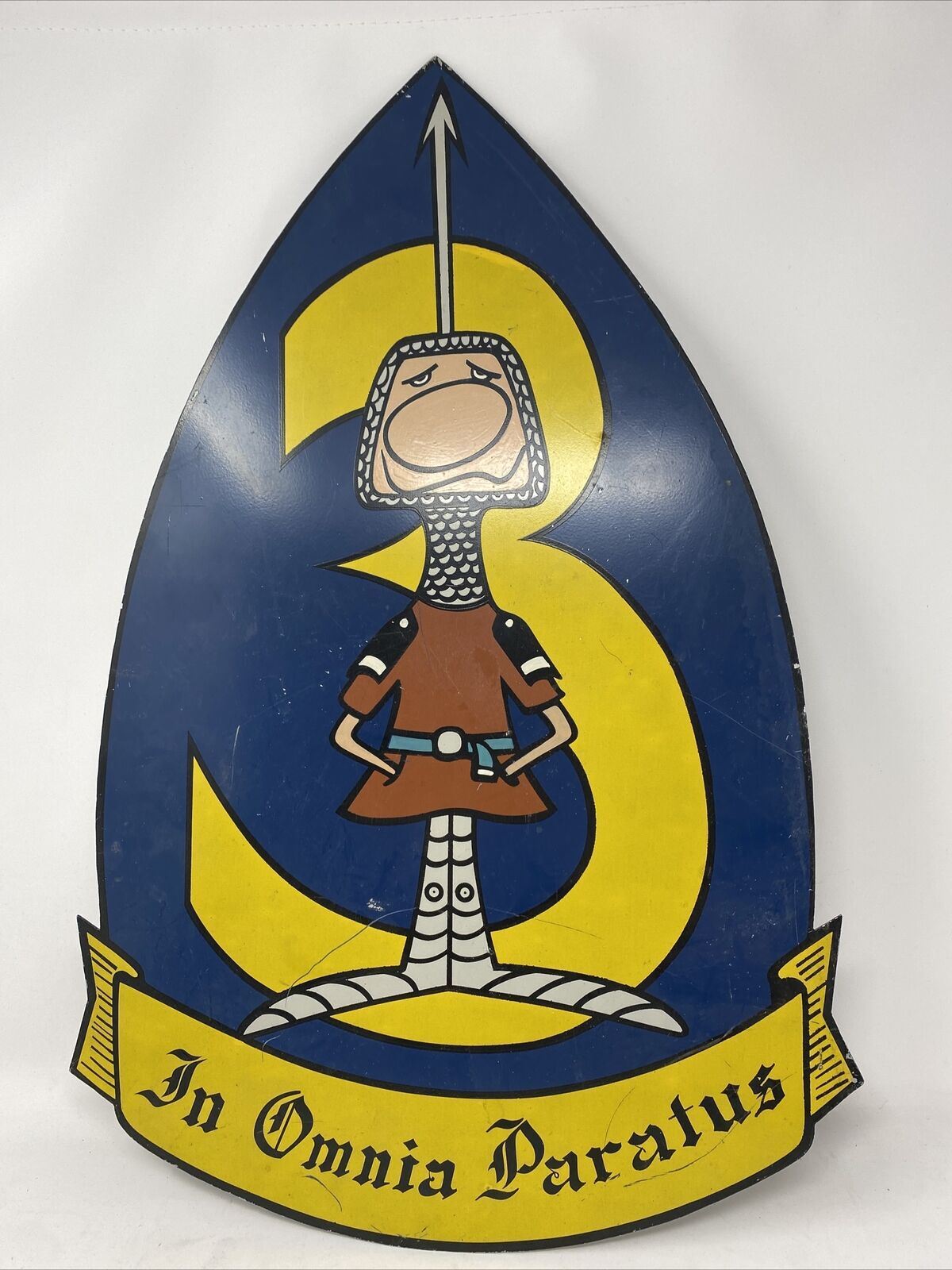 In Omnia Paratus #3 Military vintage Metal sign Shield Shaped Very Rare