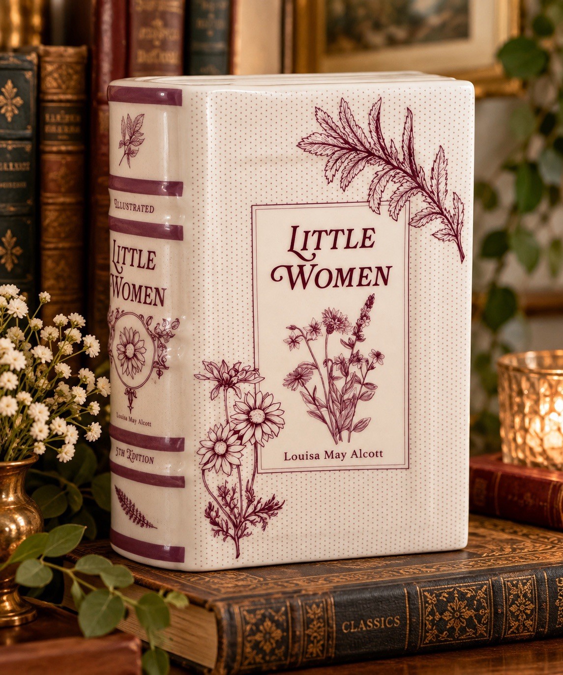 Little Women Louisa May Alcott Ceramic Decorative Book Literary Shelf Decor