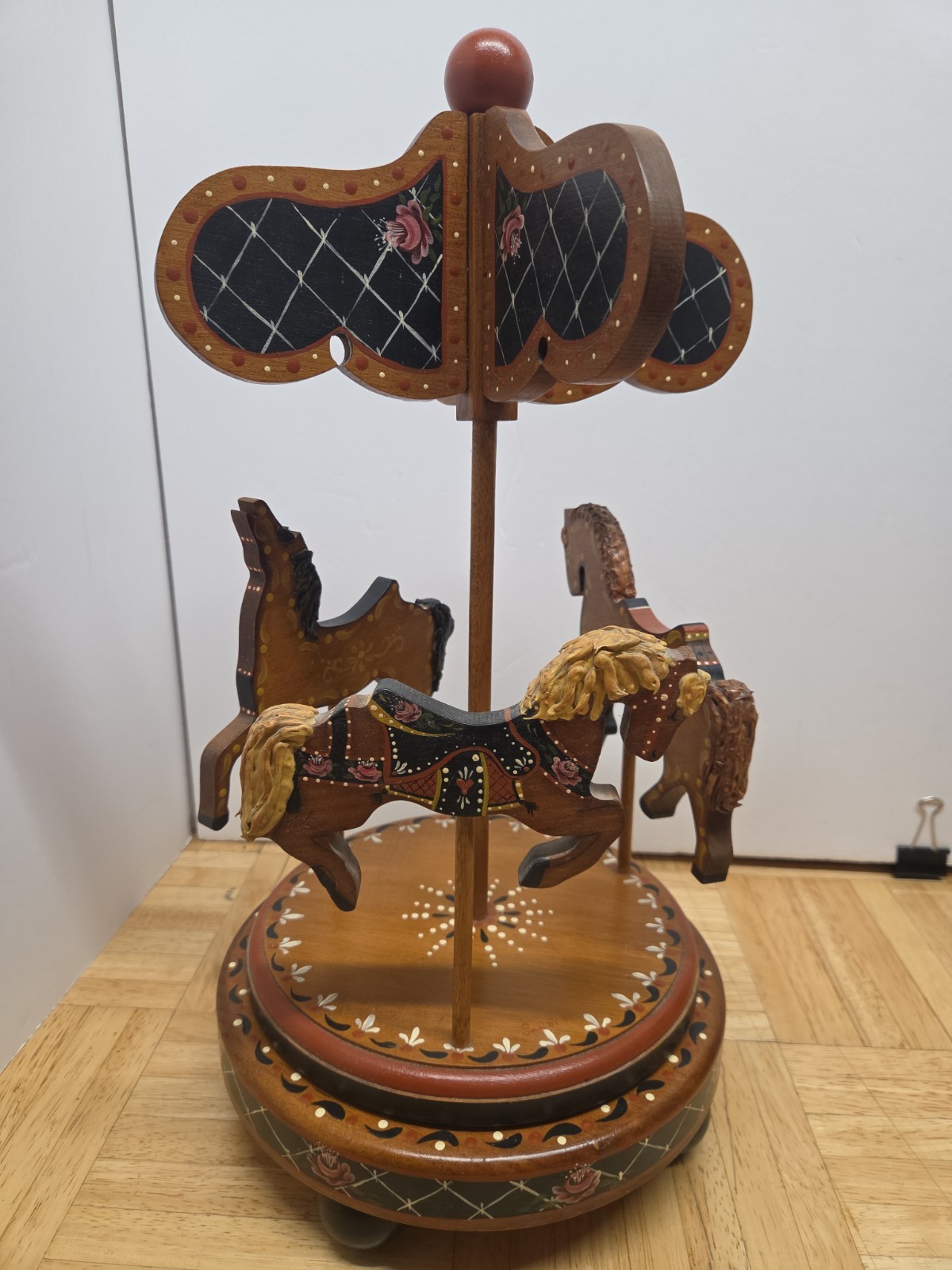 Vintage Wooden Musical Carousel Music Box 18\