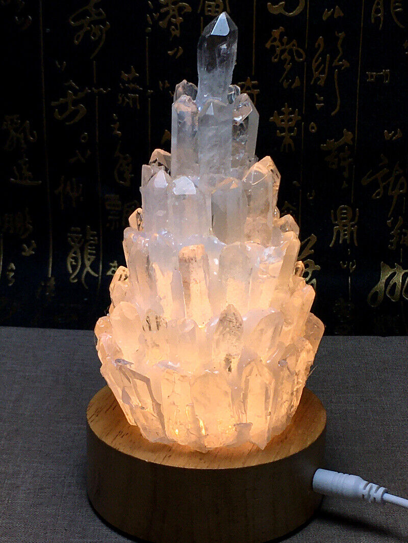 Natural White crystal light lamp Geode Crystal Quartz Cluster Decoration