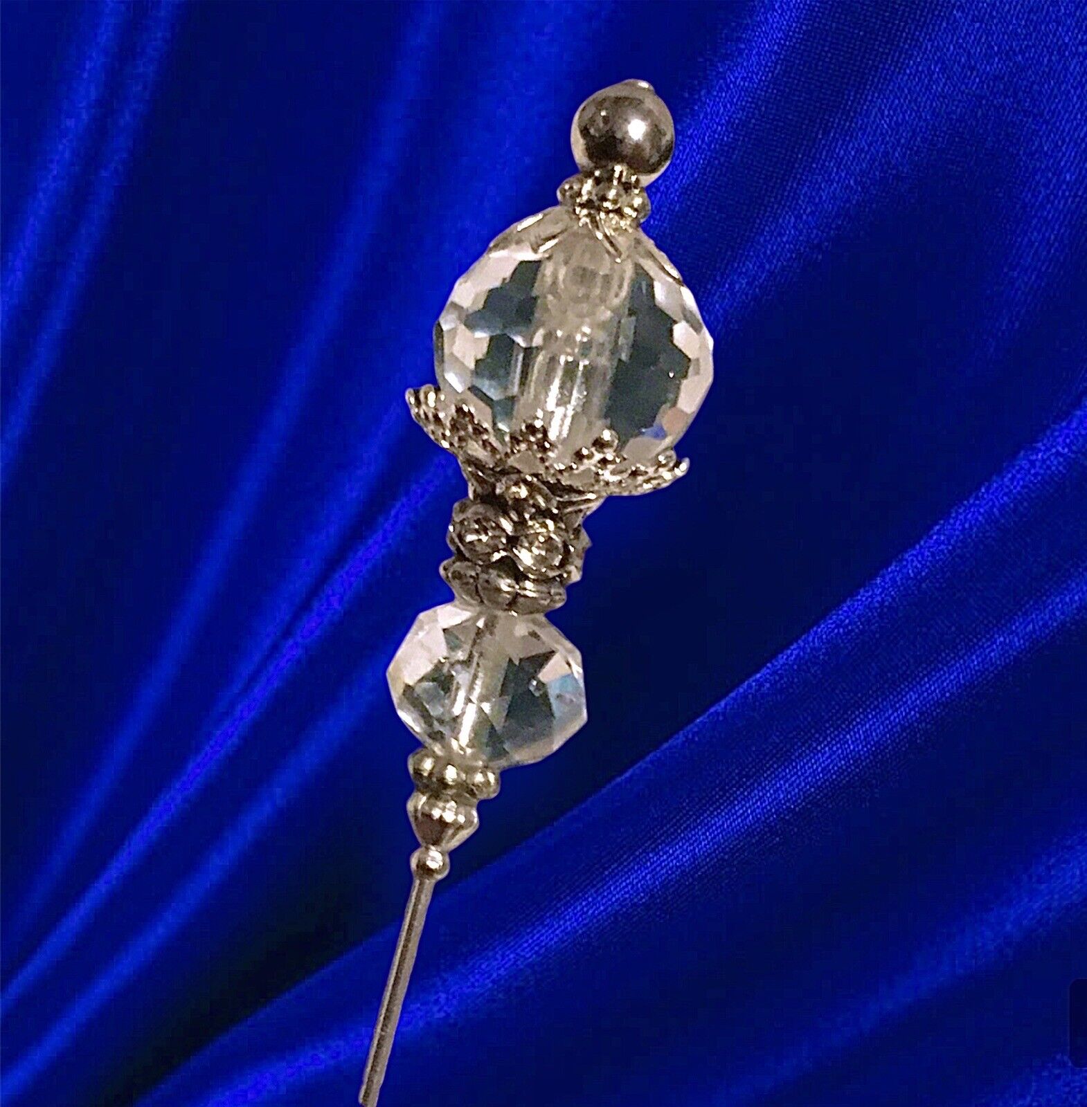 Stunning HATPIN with CLEAR Faceted CRYSTALS - 8\