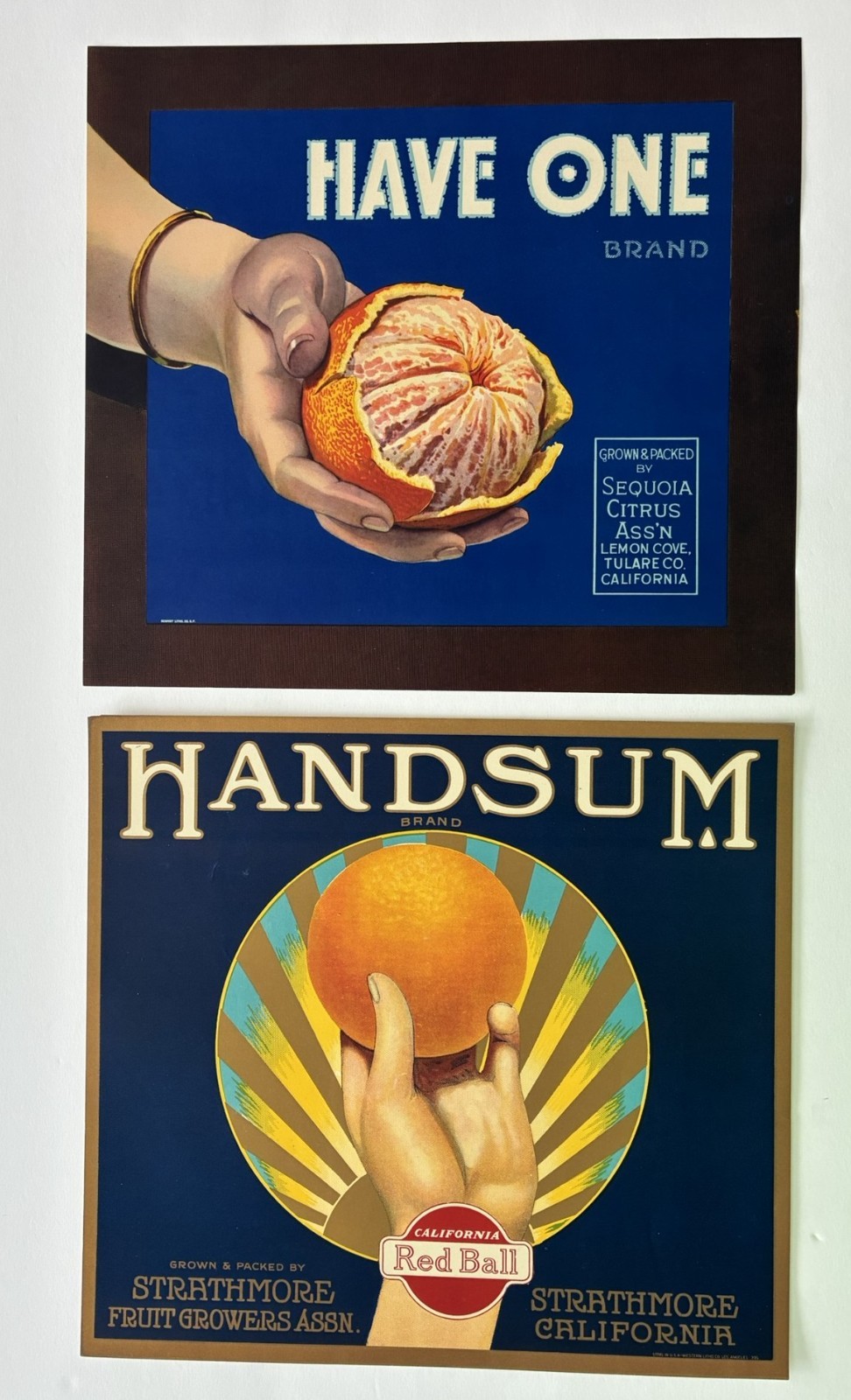 Handsum and Have One Original 1930s Art Deco Orange Crate Labels