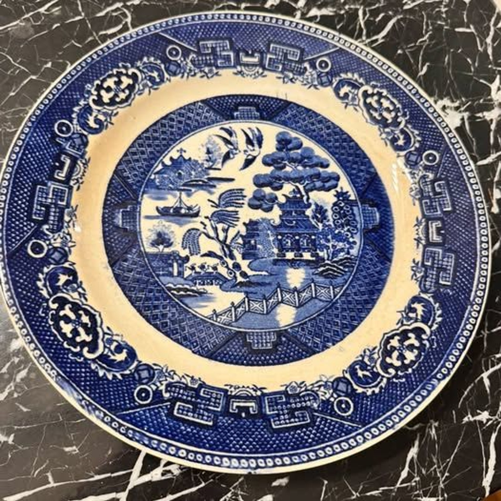 Antique Petrus Regout & Co. Blue Willow Plate