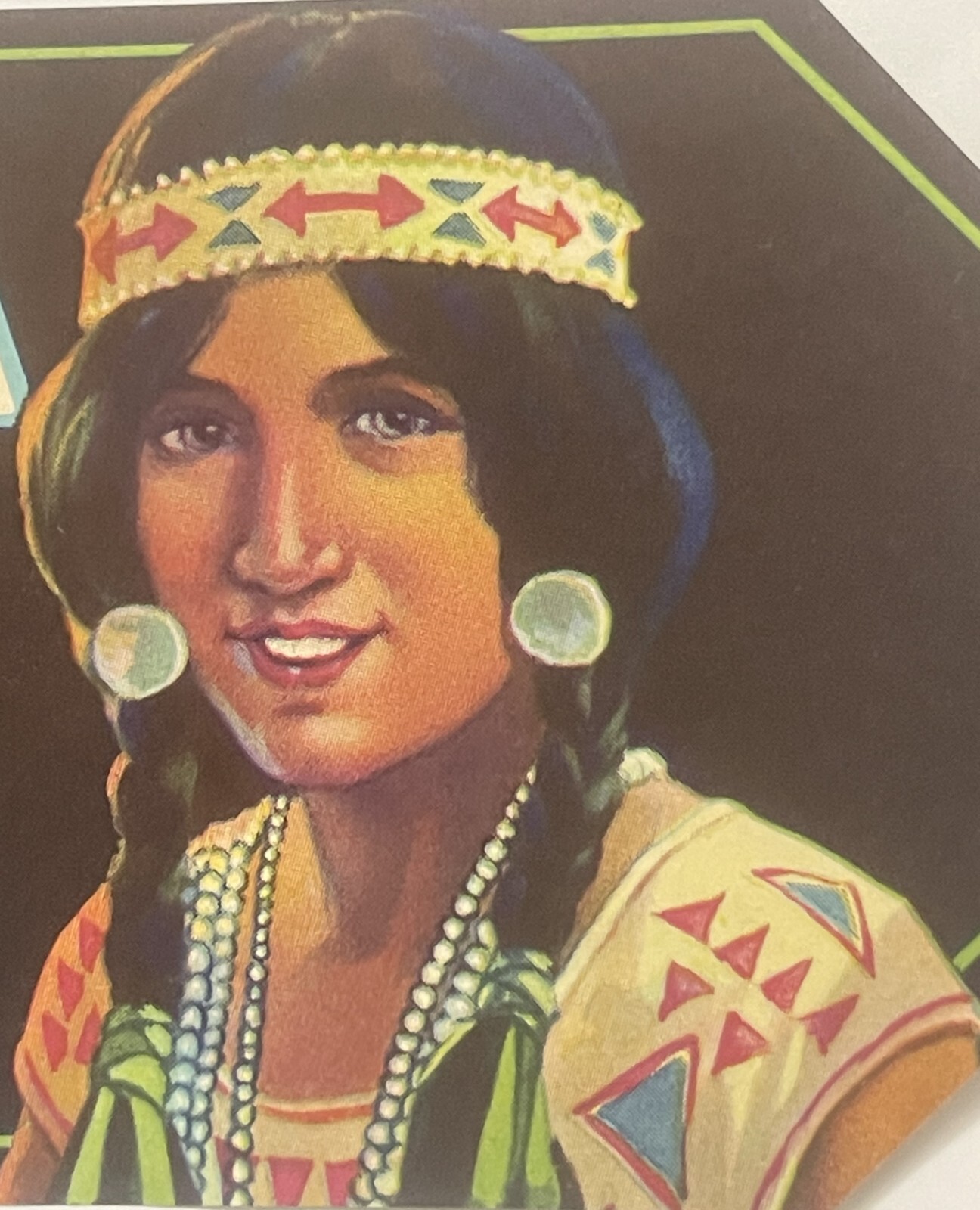 Antique 1930s Umatilla Belle Citrus Crate Label 🍊 FL Native American Woman Art
