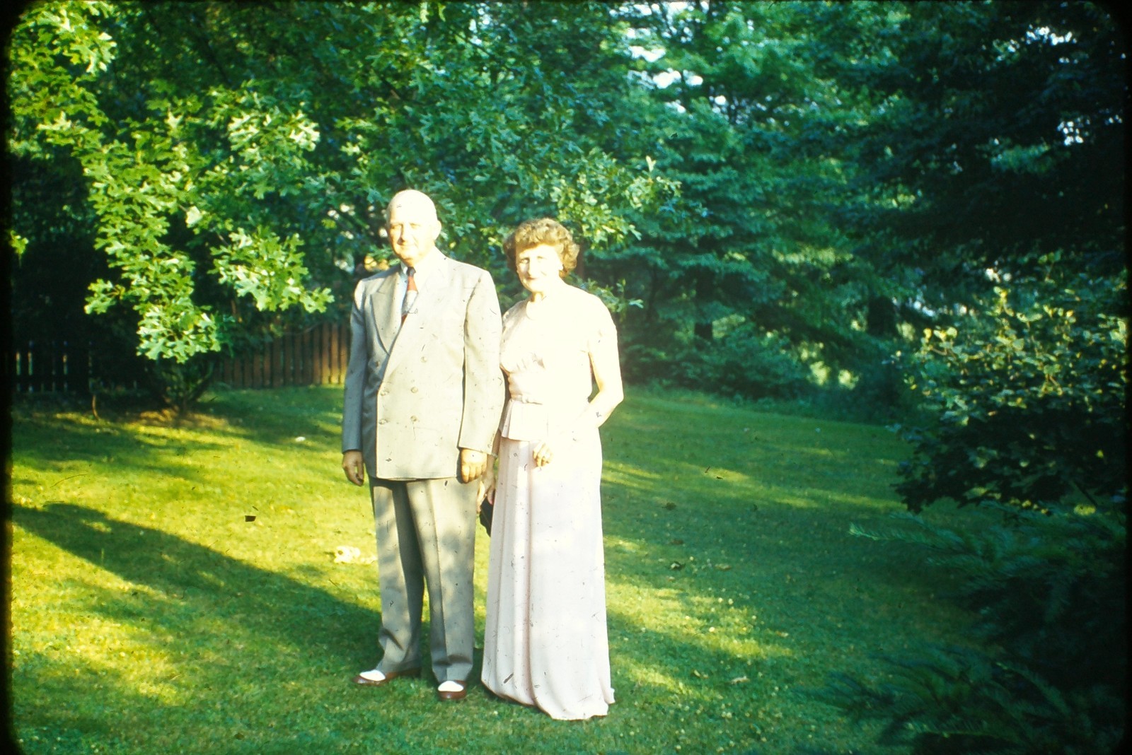 c1950\'s 35mm Slide Unknown Film, Couple Outdoor Portrait Spectator Shoes Man
