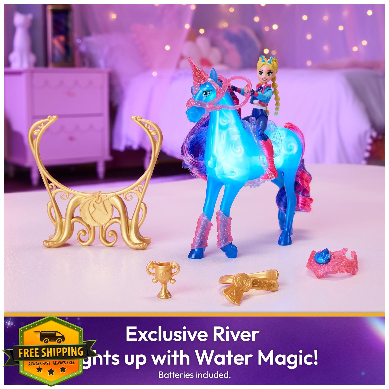 Unicorn Academy River Unicorn with Isabel 3 Accessories Light Up Toy