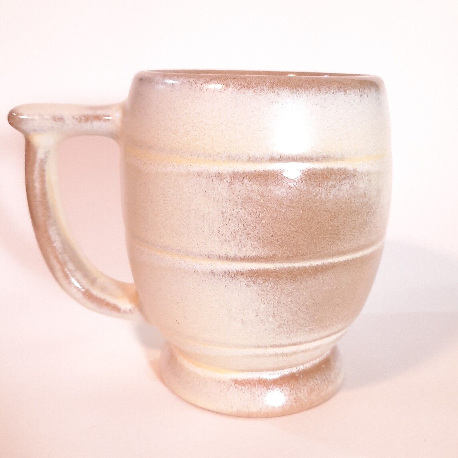 Frankoma Pottery Vintage Coffee Mug Dessert Gold Barrel Style Mold C7