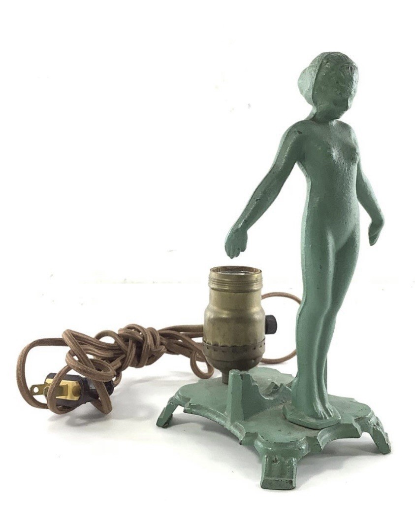 Antique Frankart Style Art Deco Female Figural Nude Lamp