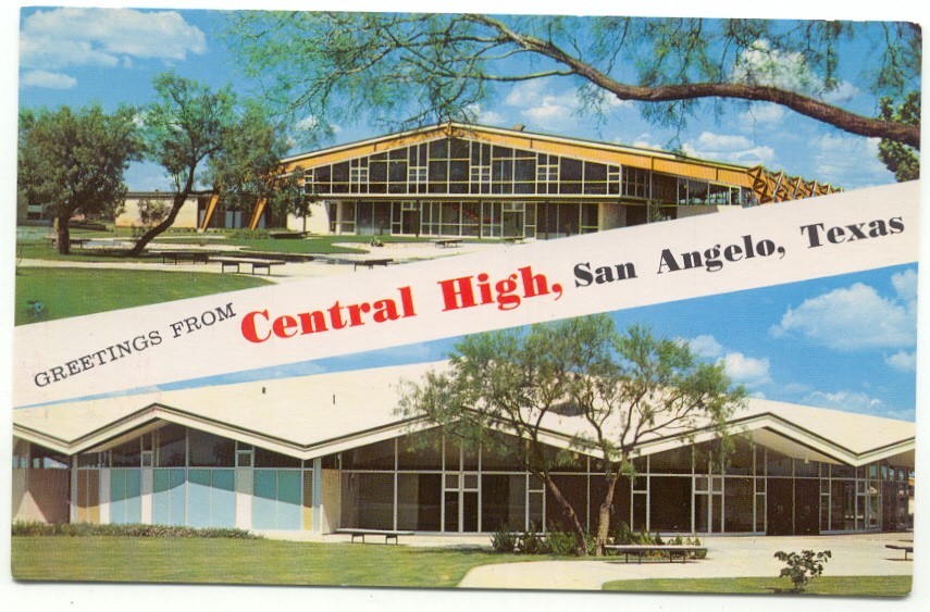 San Angelo TX Central High School Greetings Postcard Texas