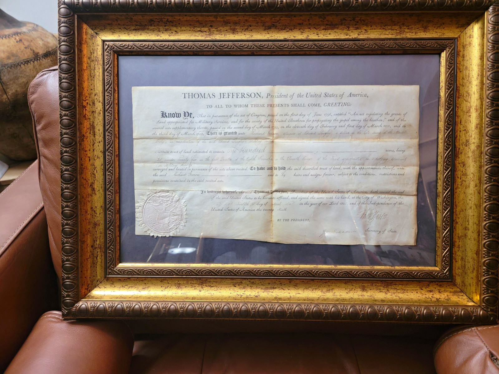 Thomas Jefferson Signed Presidential Document - Not Authenticated