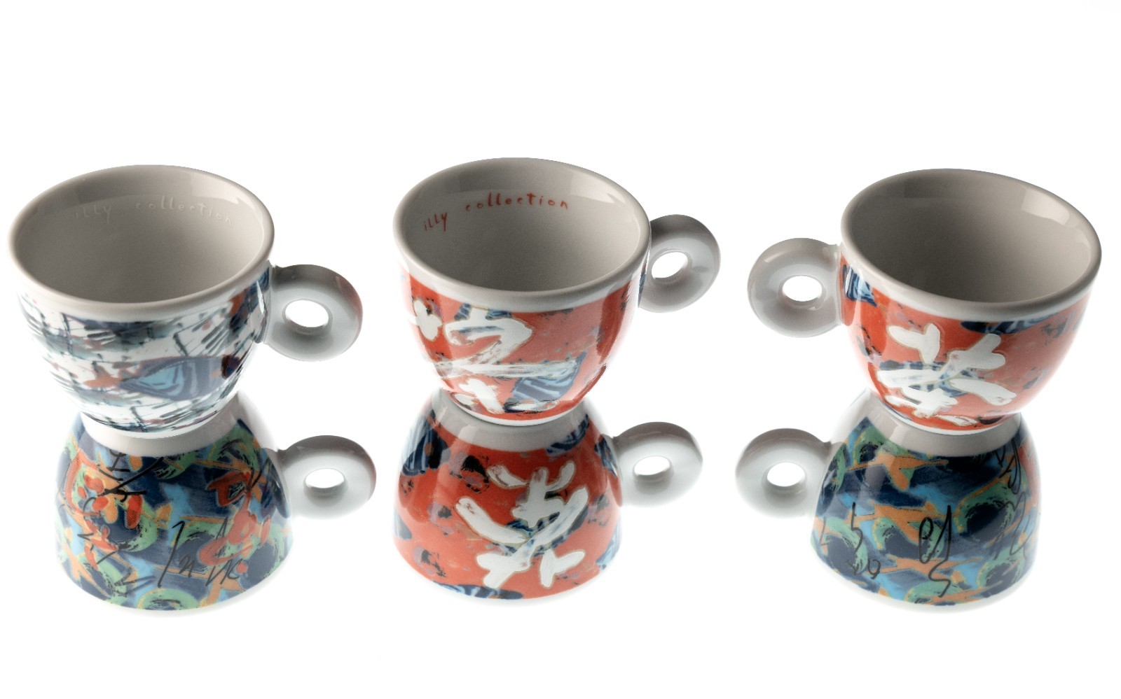 Six ILLY Collection Espresso Cups Art Nam June Paik 1996 Videogrammi #2 #4 #6