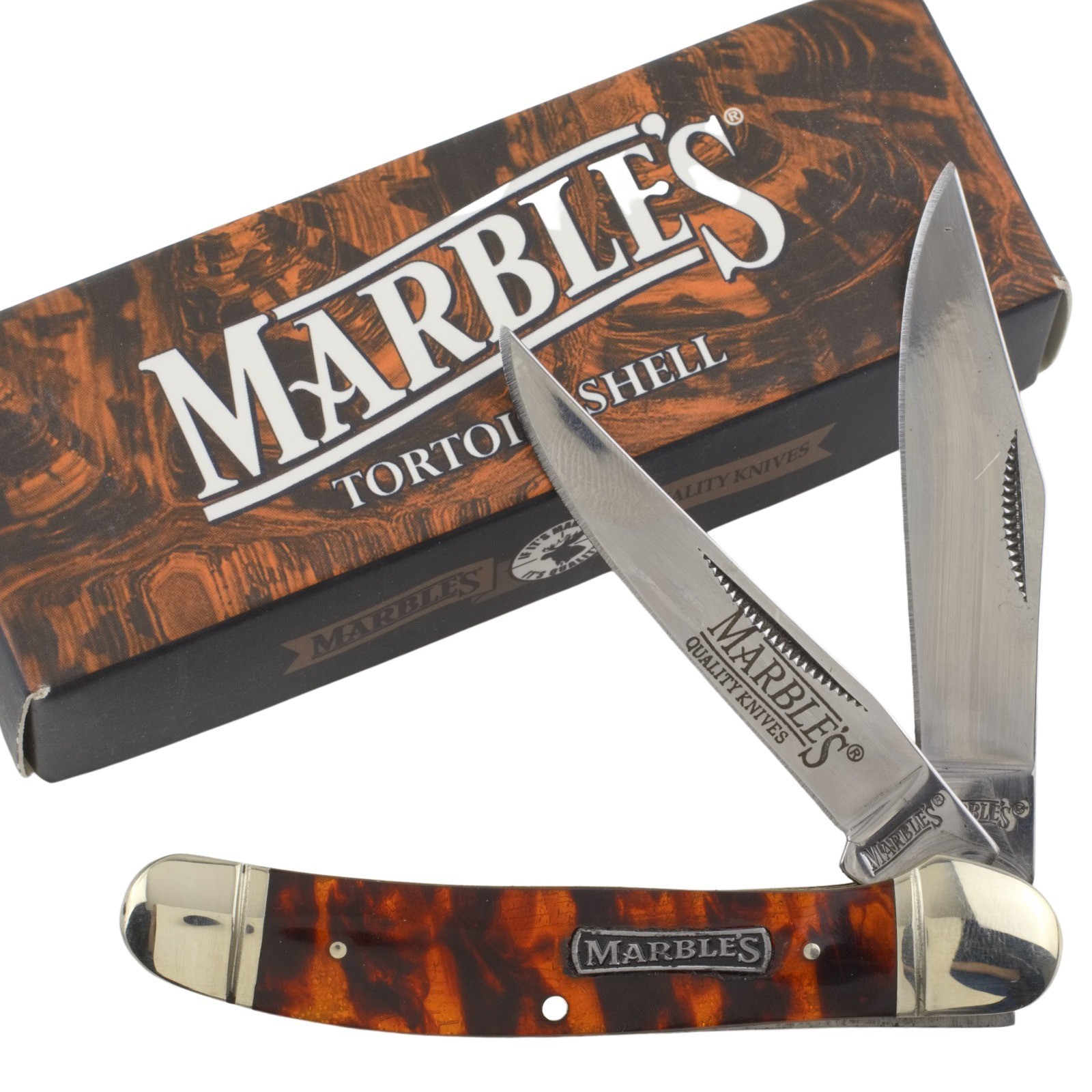 Marbles Imitation Tortoise Shell Handle Copperhead Pocket Knife MR610
