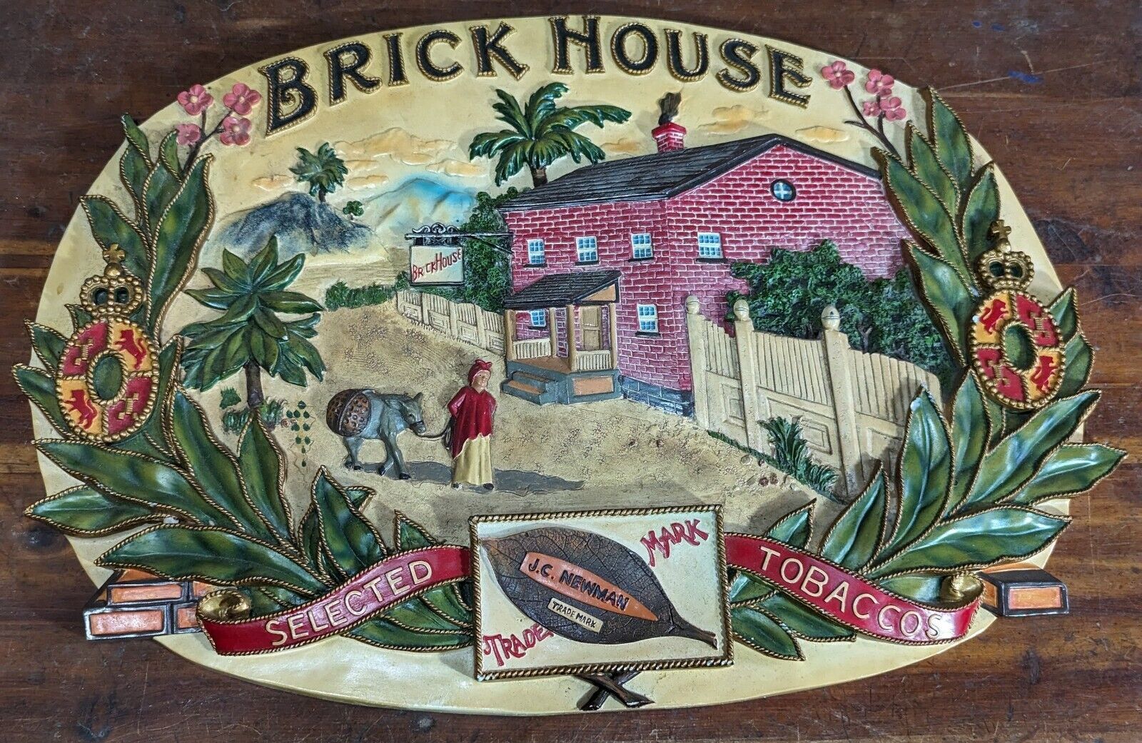 J.C. Newman Brick House Farm Ceramic Cigar Shop Man Cave Wall Display *Heavy*