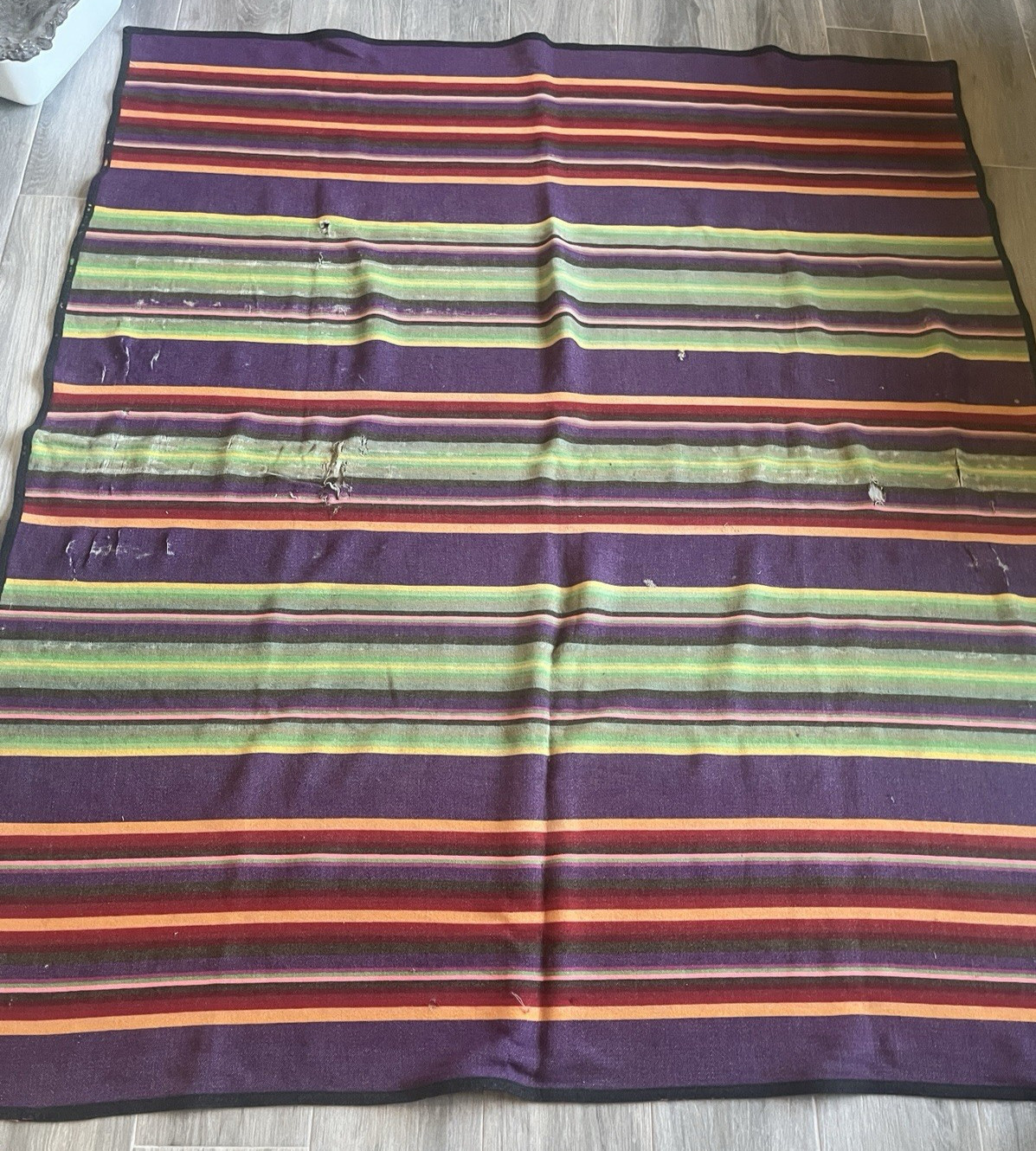 Vintage Antique 1920s Osage Indian Trade Blanket – 69x62 Damage