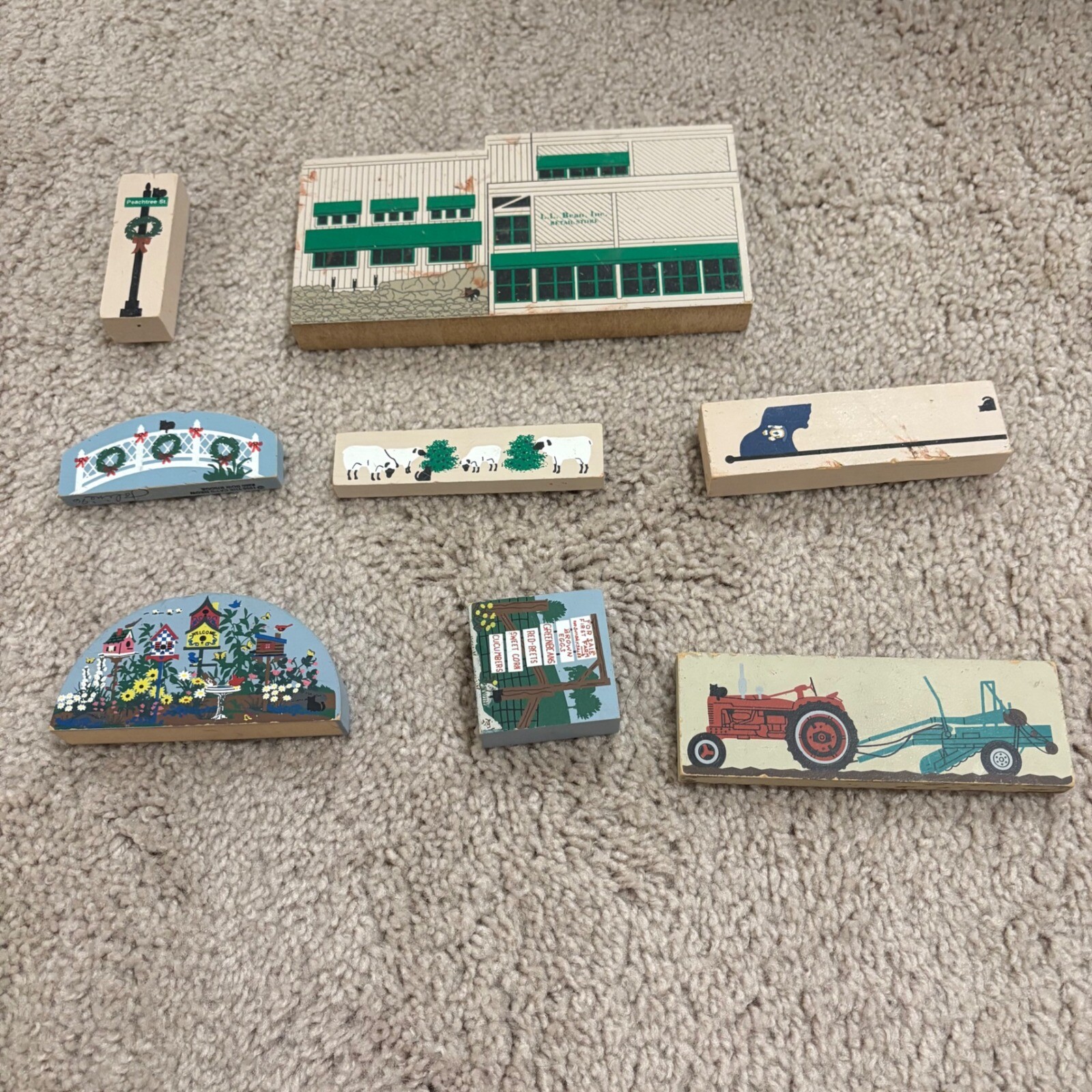 Vintage The Cat\'s Meow 1990s Blocks Decor Collection Lot of 8 Signed and Marked
