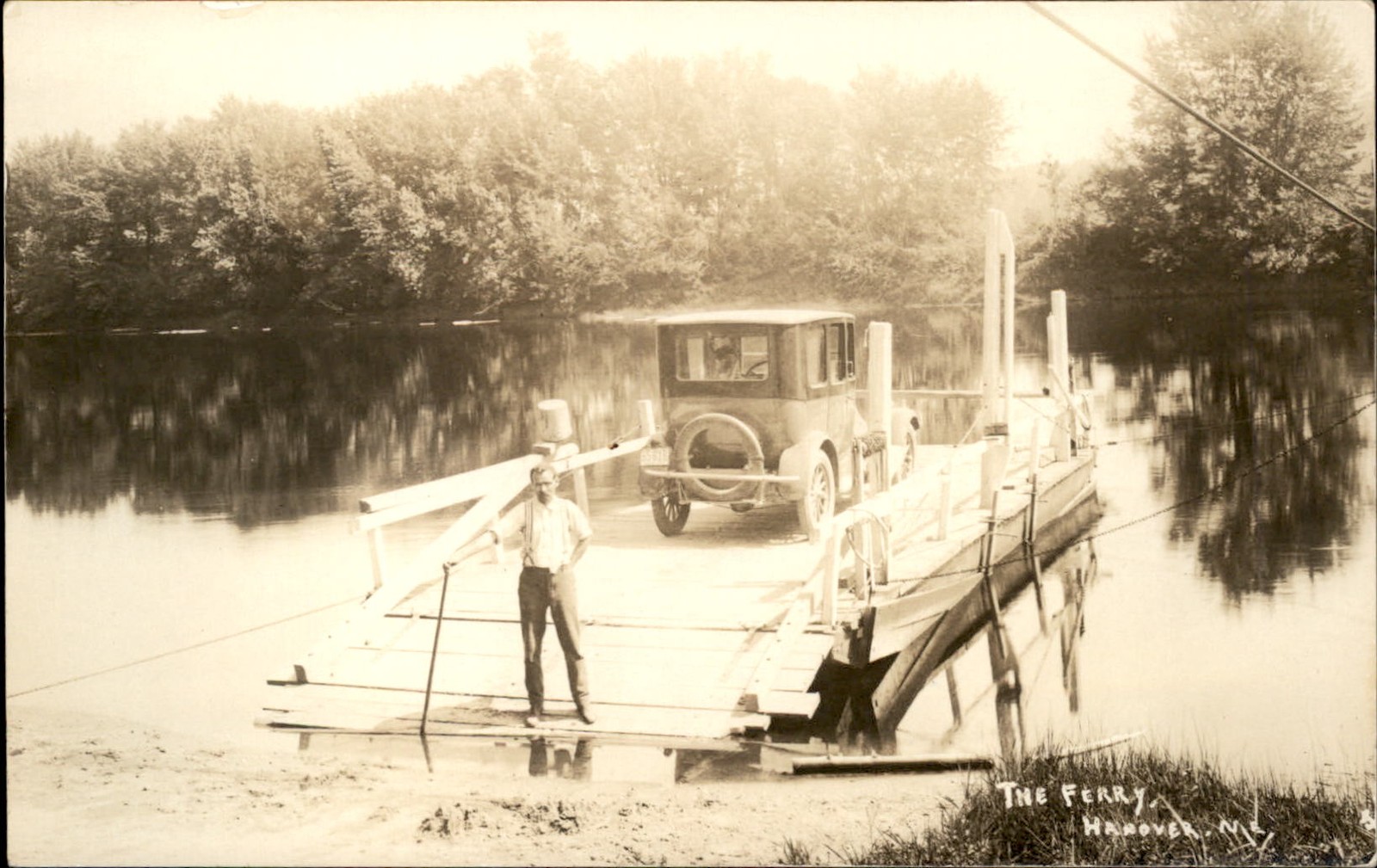 Hanover Maine ME Ferry Boat Car c1915 Real Photo Vintage Postcard bhn