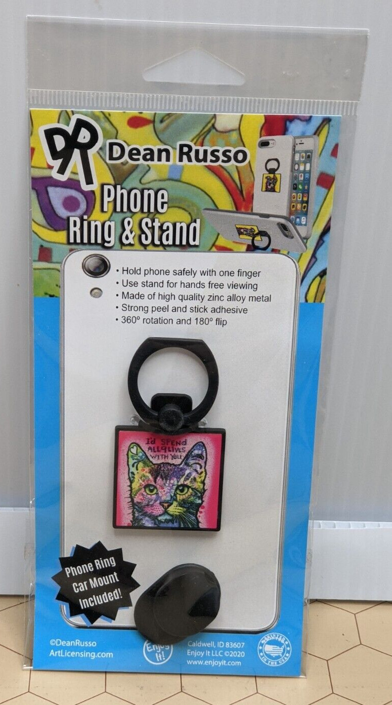 Dean Russo Cat (Spend All 9 Lives W/ You) Phone Grip Hinged Ring Holder & Stand
