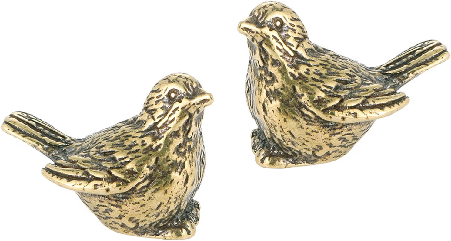 2pcs Retro Brass Sparrow Statue, Elegant Bird Figurines for Home and Office