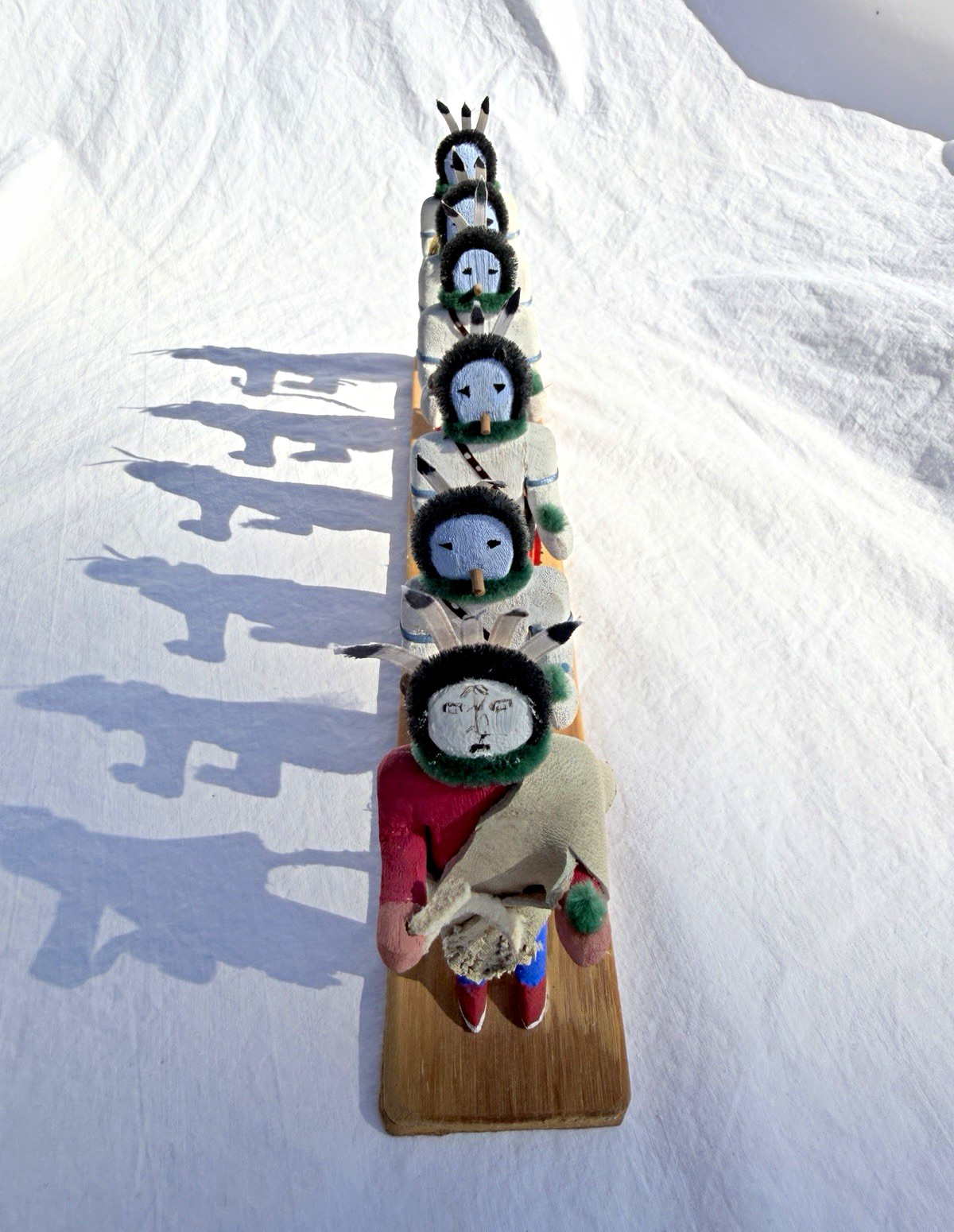 Vintage Six-Figure Kachina Dancer Procession – Attributed to Les Herbert, Son of